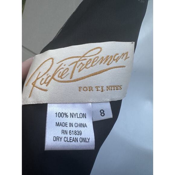 VTG Rickie Freeman Evening Gown Dress Sz 8 Black mesh Red Vamp Whimsigoth elegan - Picture 11 of 12